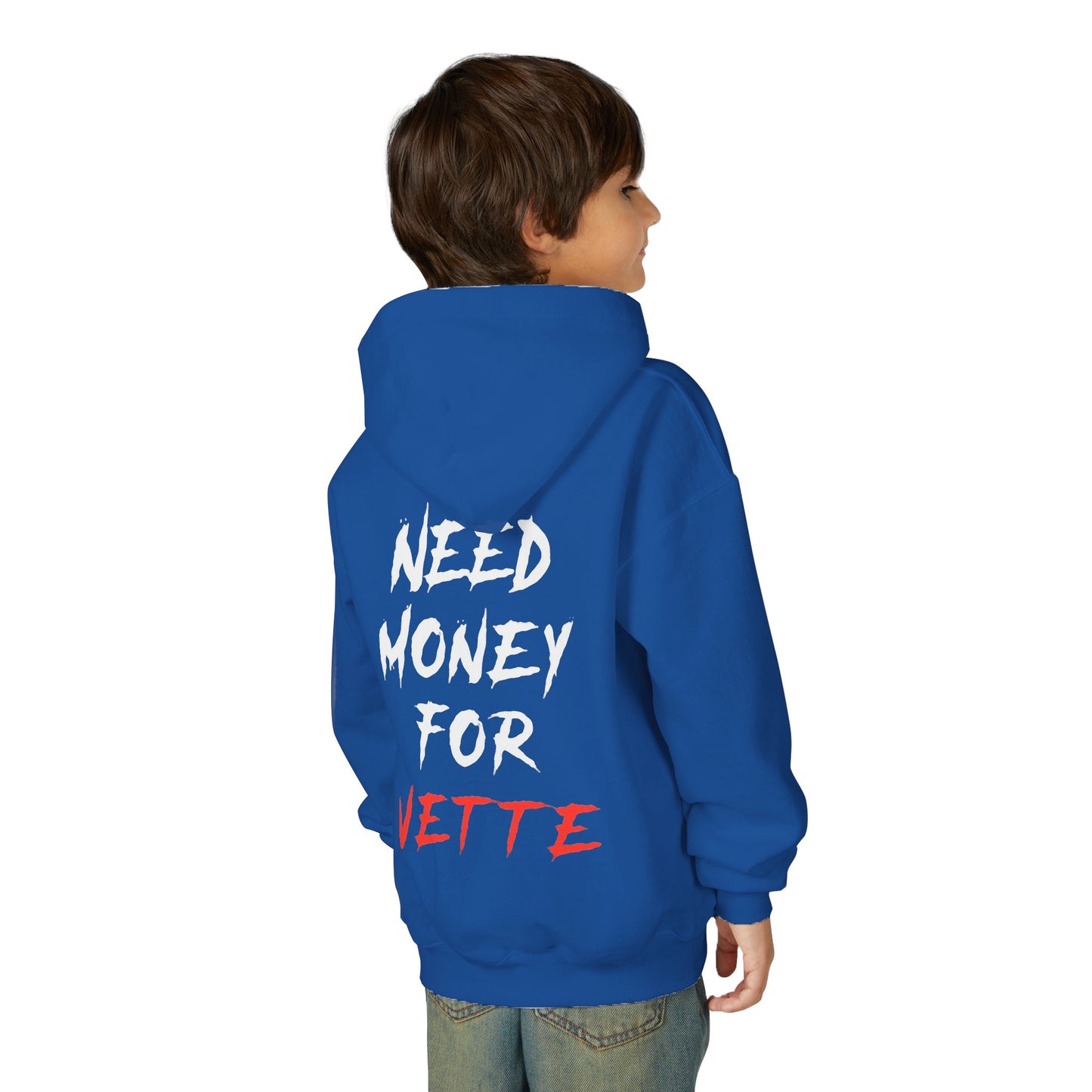 Kids “NEED MONEY FOR VETTE” Hoodie (Big Front Logo)